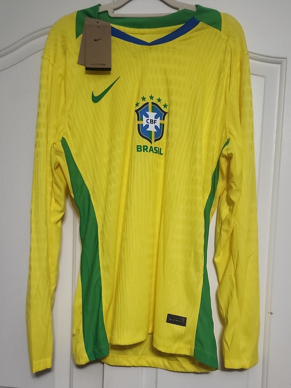 Nike Brazil Yellow and Green Long Sleeve Soccer Top